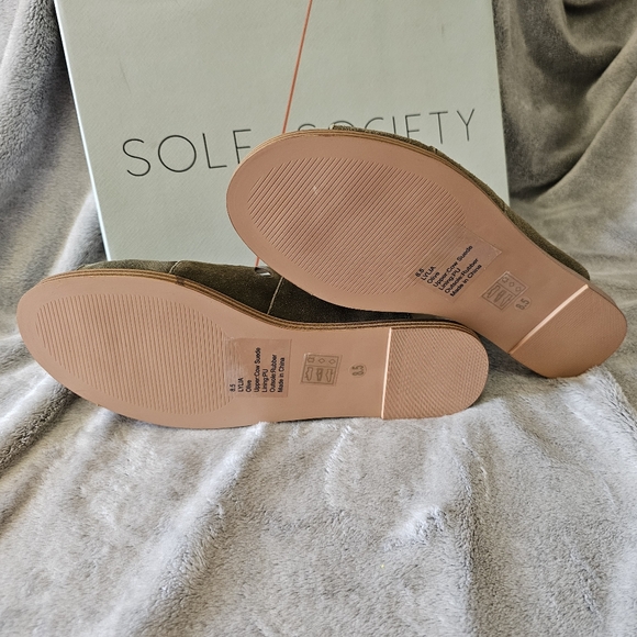 Sole Society Lylia Olive Gladiator Sandals Size 8.5 Cut Out Bohemian Cow Suede - Picture 8 of 10